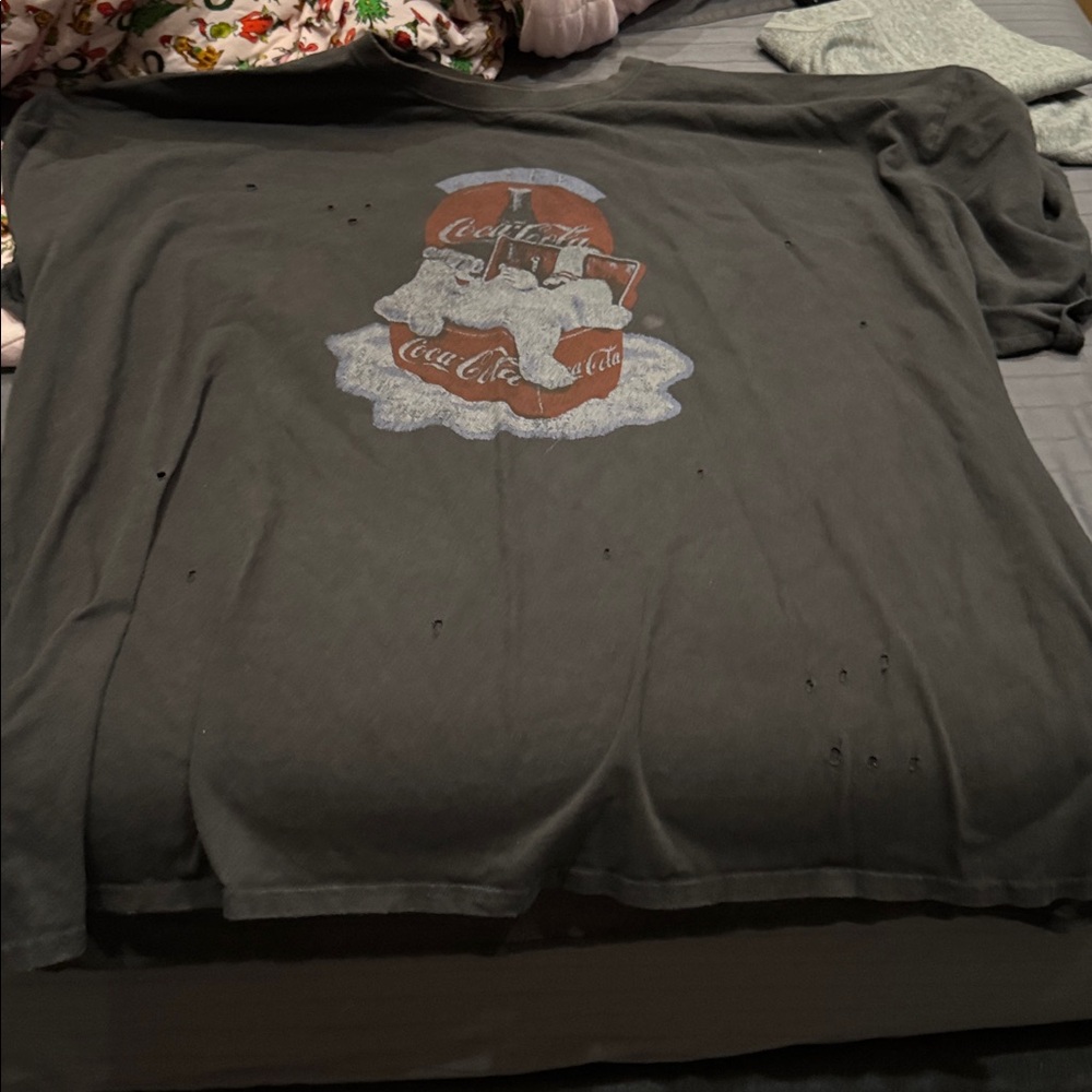 Coca Cola Gray Graphic Sleep Tee with Red Logo
